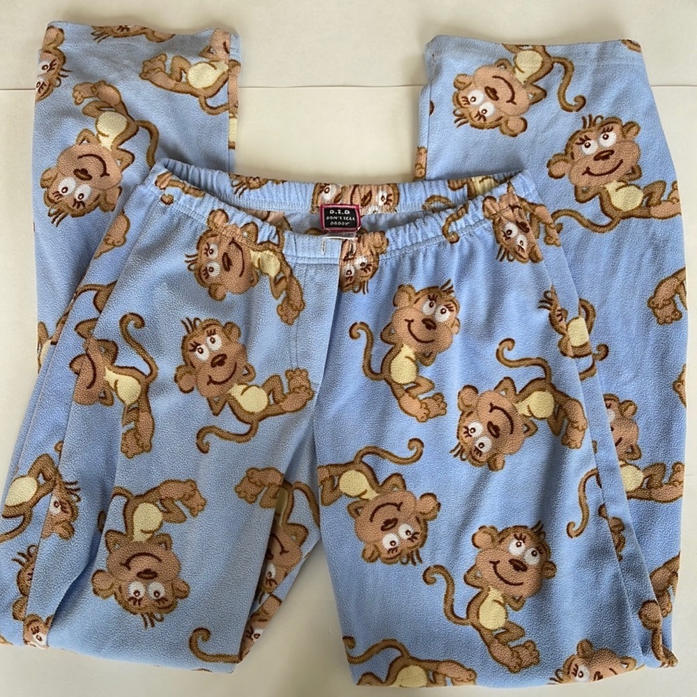 Monkey Print Fleece Pajama Pant Size Small